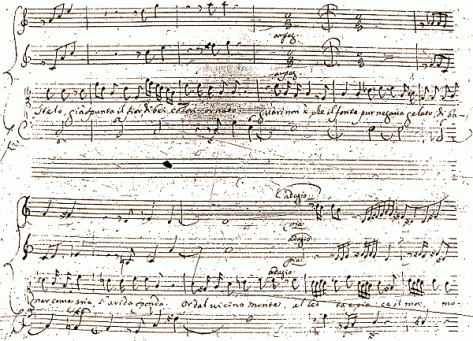 Autógrafo de Cantata Pastorale de Alessandro Scarlatti